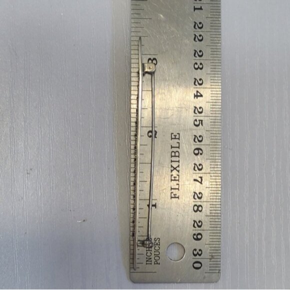 Vintage Slim Sterling Silver Pointer Blue White Crystal Bar Brooch - Picture 9 of 9